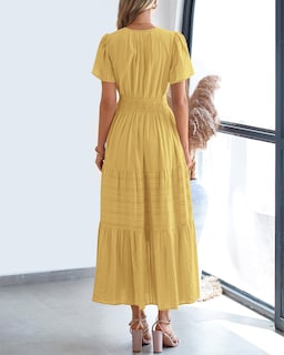 Foto 3 | Foto 3 | Vestido Casual Btfbm Verano 2025 Con Cuello En V Y Cintura Elástica Para Mujer - Venta Internacional.