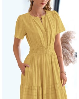 Foto 7 | Foto 7 | Vestido Casual Btfbm Verano 2025 Con Cuello En V Y Cintura Elástica Para Mujer - Venta Internacional.