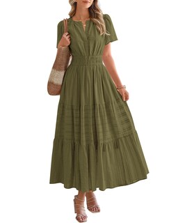 Foto 1 | Foto 1 | Vestido Casual Btfbm Para Mujer, Verano 2025, Cuello En V, Verde Militar - Venta Internacional.