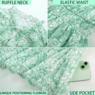 Foto 5 | Foto 5 | Vestido Grace Karin Para Mujer, Estilo Bohemio, Playa, Maxi, Verde Y Blanco - Venta Internacional.