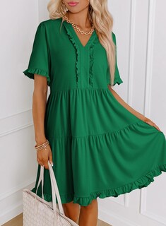 Foto 3 | Foto 3 | Vestido Dokotoo Para Mujer, Primavera Y Verano, Manga Corta, Verde Oscuro, Xxl - Venta Internacional.