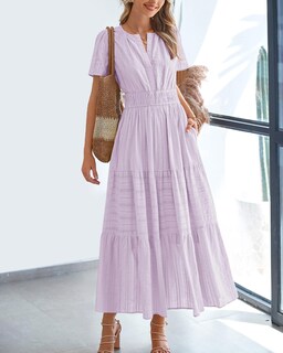Foto 2 | Foto 2 | Vestido Casual Btfbm Para Mujer, Verano 2025, Cuello En V Y Cintura Elástica - Venta Internacional.