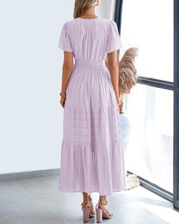 Foto 3 | Foto 3 | Vestido Casual Btfbm Para Mujer, Verano 2025, Cuello En V Y Cintura Elástica - Venta Internacional.