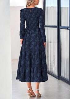 Foto 2 | Foto 2 | Vestido Midi Prettygarden Para Mujer, Manga Larga, Azul Marino, Talla L - Venta Internacional.