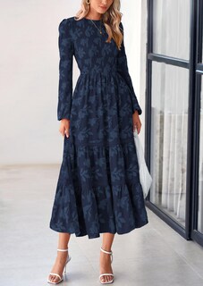 Foto 3 | Foto 3 | Vestido Midi Prettygarden Para Mujer, Manga Larga, Azul Marino, Talla L - Venta Internacional.
