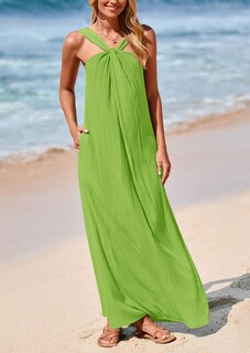 Foto 7 | Foto 7 | Vestido De Verano Prettygarden Para Mujer 2025 Con Tiras Holgadas, Verde - Venta Internacional.