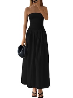 Foto 1 | Foto 1 | Vestido Largo Prettygarden Para Mujer 2025, Verano, Sin Tirantes, Negro - Venta Internacional.