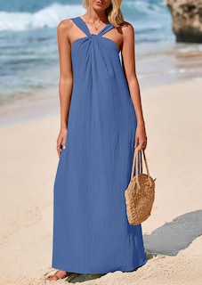 Foto 7 | Foto 7 | Vestido De Verano Prettygarden 2025, Holgado, Con Tiras, Gris Y Azul - Venta Internacional.