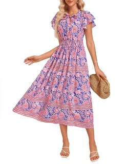Foto 1 | Foto 1 | Vestido Hawaiano Grace Karin Con Estampado Floral En A, Manga Corta, Azul S - Venta Internacional.