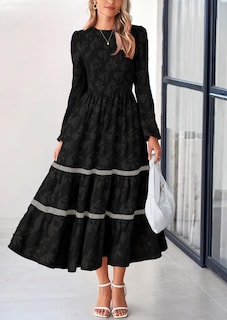 Foto 5 | Foto 5 | Vestido Midi Prettygarden De Manga Larga Con Estampado Floral Fruncido Para Mujer - Venta Internacional.