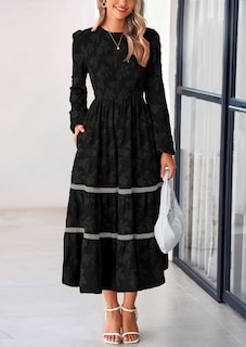 Foto 7 | Foto 7 | Vestido Midi Prettygarden De Manga Larga Con Estampado Floral Fruncido Para Mujer - Venta Internacional.