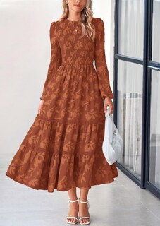 Foto 5 | Foto 5 | Vestido Midi Prettygarden De Manga Larga Con Estampado Floral Fruncido Para Mujer - Venta Internacional.