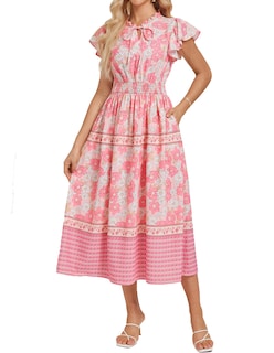 Foto 1 | Foto 1 | Vestido De Verano Grace Karin 2025 Con Cuello En V Y Manga Corta Rosa S - Venta Internacional.