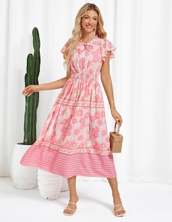 Foto 2 | Foto 2 | Vestido De Verano Grace Karin 2025 Con Cuello En V Y Manga Corta Rosa S - Venta Internacional.