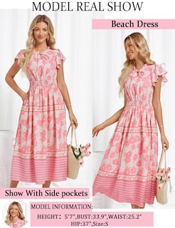 Foto 3 | Foto 3 | Vestido De Verano Grace Karin 2025 Con Cuello En V Y Manga Corta Rosa S - Venta Internacional.