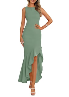 Foto 1 | Foto 1 | Vestido Largo Prettygarden Para Mujer, Sin Mangas, Con Volantes, Diseño De Sirena - Venta Internacional.
