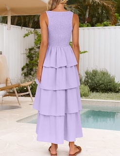 Foto 4 | Foto 4 | Vestido Zesica 2025 Para Mujer, Bohemio, Sin Mangas, Midi, Morado - Venta Internacional.