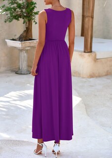 Foto 2 | Foto 2 | Vestido Largo Prettygarden 2025 Sin Mangas Con Volantes Morados Para Mujer - Venta Internacional.