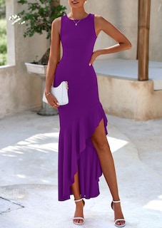 Foto 3 | Foto 3 | Vestido Largo Prettygarden 2025 Sin Mangas Con Volantes Morados Para Mujer - Venta Internacional.