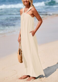 Foto 5 | Foto 5 | Vestido De Verano Prettygarden Para Mujer 2025, Maxi Albaricoque, Sin Mangas - Venta Internacional.