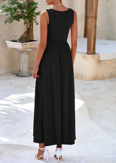 Foto 2 | Foto 2 | Vestido Largo Prettygarden 2025 Sin Mangas Con Volantes Negro Para Mujer - Venta Internacional.