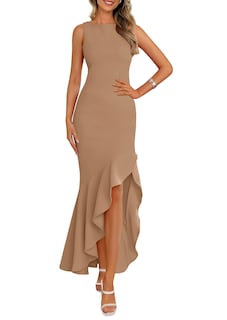 Foto 1 | Foto 1 | Vestido Largo Prettygarden 2025 Sin Mangas Con Volantes En Forma De Sirena - Venta Internacional.