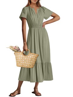 Foto 1 | Foto 1 | Vestido Largo Anrabess 2025 De Verano De Manga Corta Con Cuello En V Para Mujer - Venta Internacional.