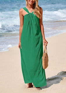 Foto 7 | Foto 7 | Vestido De Verano Prettygarden 2025 Casual Largo Sin Mangas Verde Oscuro - Venta Internacional.