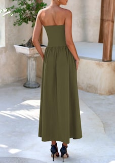 Foto 2 | Foto 2 | Vestido Largo Prettygarden Para Mujer, Primavera 2025, Sin Tirantes, Verde Militar - Venta Internacional.