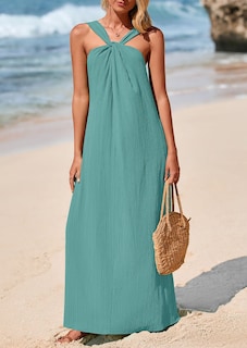 Foto 7 | Foto 7 | Vestido De Verano Prettygarden Para Mujer 2025 Con Tiras Holgadas, Azul Y Verde - Venta Internacional.