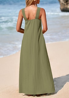 Foto 2 | Foto 2 | Vestido De Verano Prettygarden 2025 Casual Largo Sin Mangas Verde Militar - Venta Internacional.