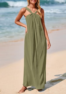 Foto 3 | Foto 3 | Vestido De Verano Prettygarden 2025 Casual Largo Sin Mangas Verde Militar - Venta Internacional.