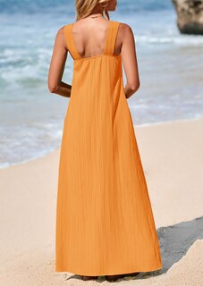 Foto 2 | Foto 2 | Vestido De Verano Prettygarden Para Mujer 2025 Con Tiras Holgadas, Naranja - Venta Internacional.