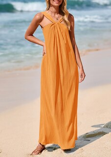 Foto 3 | Foto 3 | Vestido De Verano Prettygarden Para Mujer 2025 Con Tiras Holgadas, Naranja - Venta Internacional.