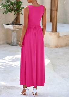 Foto 2 | Foto 2 | Vestido Largo Prettygarden 2025 Sin Mangas Con Volantes En Rojo Rosa - Venta Internacional.