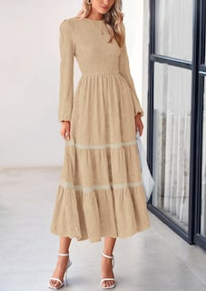 Foto 3 | Foto 3 | Vestido Midi Prettygarden De Manga Larga Con Estampado Floral Albaricoque Para Mujer - Venta Internacional.