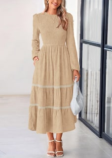 Foto 7 | Foto 7 | Vestido Midi Prettygarden De Manga Larga Con Estampado Floral Albaricoque Para Mujer - Venta Internacional.