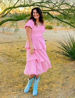 Foto 4 | Foto 4 | Vestido Zesica Para Mujer 2025, Estilo Bohemio, Midi, Rosa, Talla Xl - Venta Internacional.