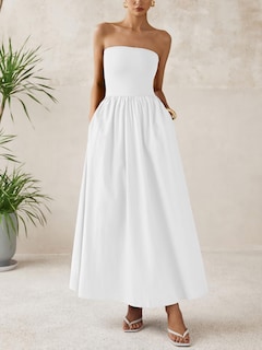 Foto 2 | Foto 2 | Vestido Largo Prettygarden Para Mujer 2025, Elegante, Sin Tirantes, Blanco - Venta Internacional.