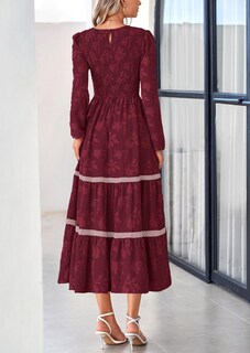 Foto 2 | Foto 2 | Vestido Midi Prettygarden De Manga Larga Para Mujer, Color Rojo Vino - Venta Internacional.