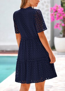 Foto 2 | Foto 2 | Vestido Prettygarden De Manga Corta Para Mujer, Mini, Verano 2025, Azul Marino - Venta Internacional.