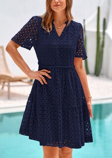 Foto 3 | Foto 3 | Vestido Prettygarden De Manga Corta Para Mujer, Mini, Verano 2025, Azul Marino - Venta Internacional.