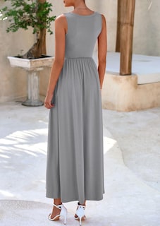 Foto 2 | Foto 2 | Vestido Largo Prettygarden 2025 Sin Mangas Con Volantes, Color Gris Sirena - Venta Internacional.
