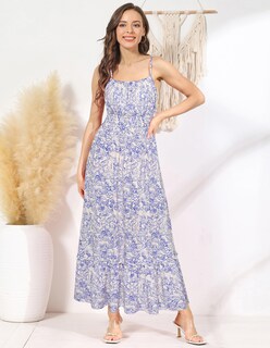 Foto 4 | Foto 4 | Vestido Largo Grace Karin, Sin Mangas, En Forma De A, Con Columpio, Playa, Azul Y Blanco - Venta Internacional.