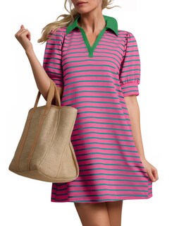 Foto 1 | Foto 1 | Vestido Zesica Minivestido Casual De Verano A Rayas Para Mujer - Venta Internacional.