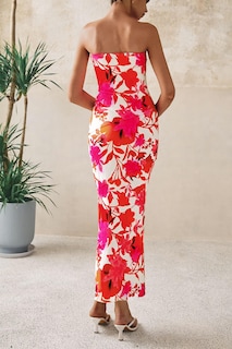 Foto 2 | Foto 2 | Vestido Largo Prettygarden 2025 Para Mujer, Estampado Floral, Ajustado, Blanco Y Rosa - Venta Internacional.