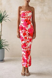 Foto 3 | Foto 3 | Vestido Largo Prettygarden 2025 Para Mujer, Estampado Floral, Ajustado, Blanco Y Rosa - Venta Internacional.