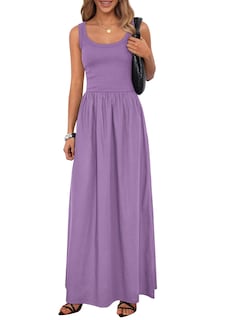 Foto 1 | Foto 1 | Vestido Largo Prettygarden Para Mujer, Cuello Redondo, Sin Mangas, Morado - Venta Internacional.