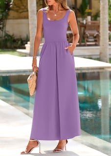 Foto 3 | Foto 3 | Vestido Largo Prettygarden Para Mujer, Cuello Redondo, Sin Mangas, Morado - Venta Internacional.
