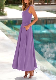 Foto 4 | Foto 4 | Vestido Largo Prettygarden Para Mujer, Cuello Redondo, Sin Mangas, Morado - Venta Internacional.